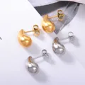 Two pairs of metallic water drop stud earrings in gold and silver plated finishes - Teardrop Stud Earring Style (UB626) / One Pair / Steel