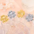 Elegant gold and silver floral metal stud earrings set with a glossy metallic finish - Radial Pattern Flower Style (UB638) / One Pair / Steel