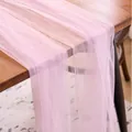 Elegant soft pink sheer tulle table runner drape for wedding and party backdrop decor - Light Pink