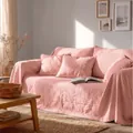 Copridivano in cotone lavato rosa con fodere per cuscini coordinate, per ogni stagione - 180x180cm / Rosa (Cotone Lavato n. 23)