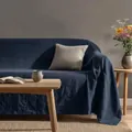 Copridivano elegante in cotone lavato blu navy per la protezione dei mobili del soggiorno - 180x180cm / Blu scuro