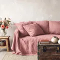 Copridivano premium in morbido cotone lavato rosa antico per un soggiorno accogliente - 180x180cm / Rosa Morandi