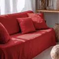 Elegante copridivano in cotone lavato rosso con federe abbinate per decorazione casa - 180x180cm / Rosso Brillante (N. 16)