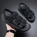 Classic men's black breathable outdoor beach sandals with soft non-slip soles and adjustable straps - 38 / Dual-Use Slipper Style (26-6) / Black