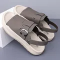 Casual men's dark grey dual-use beach sandals with a soft non-slip thick cushioned sole - 38 / Dual-Use Slipper Style (26-2) / Gray
