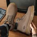 Classic tan suede Martin boots with thick rubber soles for men's fashion - 38 / Single Lined Style (235) / Brown
