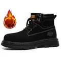 Durable black fleece-lined men's Martin boots with British style and thick rubber sole - 38 / Fleece-Lined Style (235) / Black