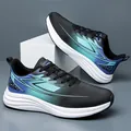 Breathable flyweave men's running shoes in stylish black and blue gradient finish - 38 / Black Blue Leather Surface