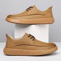 Scarpe casual da ufficio in pelle marrone vintage con suola morbida e lacci - 38 / Giallo