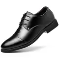 Scarpe classiche in pelle nera da uomo con dettaglio traforato traspirante ed elegante - Nero Rialzo Altezza
