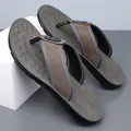 Comfortable men's outdoor flip-flops with soft non-slip sole for beach and leisure. - 38 / Gray