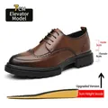 Scarpe Brogue da uomo in pelle marrone con soletta rialzata interna da 7 cm - 38 / Altezza Tacco 7cm / Marrone