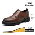 Scarpe brogue marroni da uomo con rialzo di 9 cm e una soletta interna da 5 cm - 38 / 9cm Rialzate / Marrone