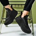 Lightweight black mesh running shoes for outdoor sports with shock-absorbing thick soles - 36 / Black