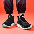 Lightweight breathable black running shoes for men and women with white soles - 36 / Black and White