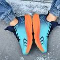 Lightweight cyan and orange breathable mesh running shoes for outdoor jogging and sports - 36 / Celadon Blue