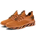Chaussures de course orange pour hommes en flyknit avec semelle épaisse crantée - 39 / Marron