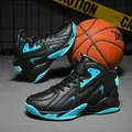Professional high-top basketball sneakers in black and cyan for outdoor training. - 39 / Black Cyan Green