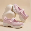 Zapatillas Mary Jane de malla rosa transpirable con suelas gruesas y correas de velcro - 35 / Rosa
