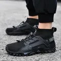 Bequeme, atmungsaktive schwarze Outdoor-High-Top-Schuhe mit robuster, rutschfester Gummisohle - Schwarz