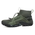 Sneaker casual outdoor traspiranti in mesh a collo alto in verde oliva, suola dura - Verde militare