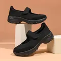 Zapatillas Mary Jane de mujer en malla transpirable negra con suela gruesa y cierre velcro - 35 / Negro