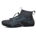 Grey breathable high-top outdoor sports sneakers with mesh upper and quick-lace system - 36 / Gray