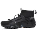 Black high-top breathable mesh outdoor casual sneakers for daily commute and trekking - 36 / Black