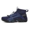 Sneaker outdoor alte in mesh traspirante blu navy con lacci elastici - Blu scuro
