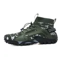 Sneakers outdoor alte traspiranti in mimetico verde oliva per escursioni e tempo libero - Camouflage militare