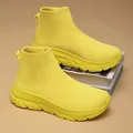 Breathable yellow fly-knit sock shoes for men and women, lightweight sports sneakers - 36 / Yellow