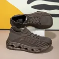 Brown breathable fly-knit sock shoes with lightweight shock-absorbing hollow sole - 36 / Coffee