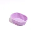 Premium small oval purple silicone cheesecake mold with fluted walls for reusable home baking - Purple