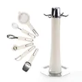 6-piece stainless steel kitchen gadget set with cream handles and rotating storage stand - 7-Piece Set / Off White