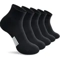 Pack of 5 breathable black ankle running socks with white stripes for men and women - Size 33-40 / Black Mid-Tube