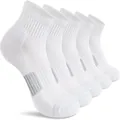 5 pairs of white breathable mesh ankle socks for running, unisex thin style - Size 33-40 / White Mid-Tube