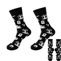 Halloween-Socken in Schwarz mit weißen Grusel-Grabstein- und Baummustern für Herren - Einheitsgröße / Friedhof Muster (Stil 04)