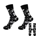 Klassische schwarze Halloween-Socken mit weißen Skelett- und Kürbis-Festmustern - Einheitsgröße / Skelett & Kürbis Muster (Stil 07)