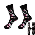 Schwarze Halloween-Socken mit gruseligem Augapfel- und Gabelmuster für Damen und Herren - Einheitsgröße / Augapfel Muster (Stil 08)