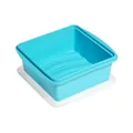 Recipiente cuadrado de silicona azul para congelar con marcas de 500ml y tapa clara - Compartimento Individual / Azul cielo