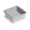 Grey square silicone freezer container with lid and 500ml measurement scale markings - Single Compartment / Light Gray