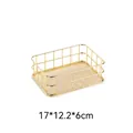 Gold rectangular iron wire mesh storage basket desktop organizer, size 17x12.2x6cm - S / Gold