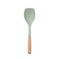 Professional sage green silicone spatula turner with heat-resistant wooden handle - Salad Spoon / Green