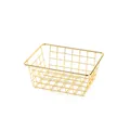 Modern gold finish rectangular wire mesh storage basket for desktop and kitchen organization - S / Gold