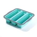 Foldable 3-compartment silicone food storage container in mint green and grey - 3 Compartments / Blue