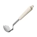 Professioneller Kartoffelstampfer aus Edelstahl mit cremefarbenem, geripptem Griff - Mehrlochscheiben-Stampfer (J2058) / L