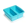 Two-compartment blue silicone freezer tray with lid for food storage and meal prep. - 2 Compartments / Sky Blue