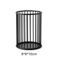 Compact small black metal wire storage basket, cylindrical desk organizer, 8x8x10cm size - Cylindrical Pen Holder / S / Black