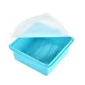 Blauwe siliconen lunchbox van voedingskwaliteit met transparant deksel en maatverdeling - Enkel Vak / Blauw