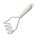 Robuster Kartoffelstampfer aus Edelstahl mit Wellendesign und cremefarbenem Griff - Wellenförmiger Linearer Stampfer (J2058) / Linear
